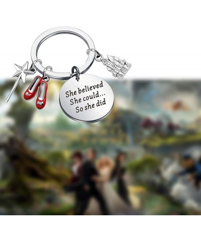 Inspired Ruby Red Slippers Keychain She Could Movie Fan Jewelry Wizard of Oz Keychain $11.17 Bracelets