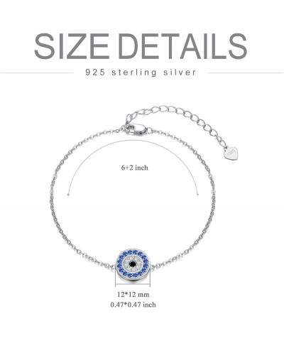 Evil Eye Bracelet Sterling Silver Greek Evil Eye Bracelet Dainty Turisk Eye Protection Jewelry Gift for Women Round Eye $19.7...