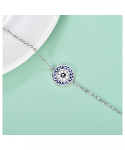 Evil Eye Bracelet Sterling Silver Greek Evil Eye Bracelet Dainty Turisk Eye Protection Jewelry Gift for Women Round Eye $19.7...