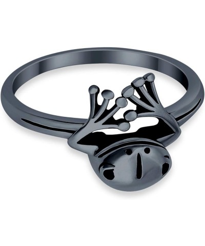 Frog Ring Peeping Frog Band Oxidized Solid 925 Sterling Silver Black Tone, Sterling Silver $12.59 Rings