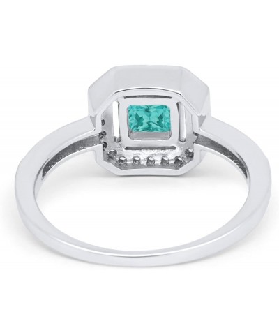 Halo Wedding Engagement Ring Princess Cut Square Round Cubic Zirconia Accent 925 Sterling Silver Simulated Paraiba Tourmaline...