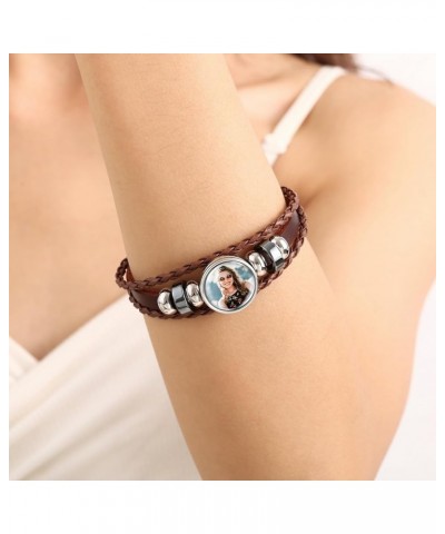 Personalized Leather Bracelet with Picture Inside for Women Wrap Style Adjustable Braided Rope Bracelet with Beads Memorial J...