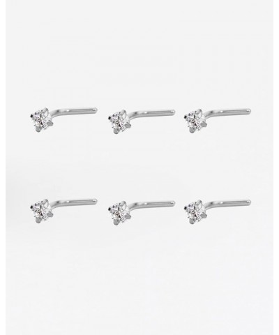 6PCS Surgical Steel/Titanium Nose Studs for Women Nostril Piercing Jewelry 22g / 20g / 18g 2.5mm CZ/L-shape/20g/Silver Surgic...