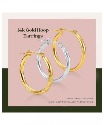 14K Real Gold Hoop Earrings for Women - 2mm Thin Hypoallergenic Gold Hoop Earrings for Women - 14kt gold hoop earrings White ...