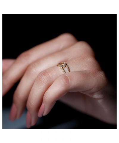 Minimal Interlock Infinity Ring with HI-SI Diamond for Women | April Birthstone 10K Yellow Gold $283.36 Rings