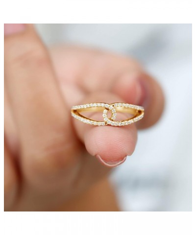 Minimal Interlock Infinity Ring with HI-SI Diamond for Women | April Birthstone 10K Yellow Gold $283.36 Rings