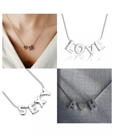 Initial Necklace 925 Sterling Silver Letter Pendant Personalized 26 Alphabet Necklace for Women Men A-Z Initial L necklace $1...