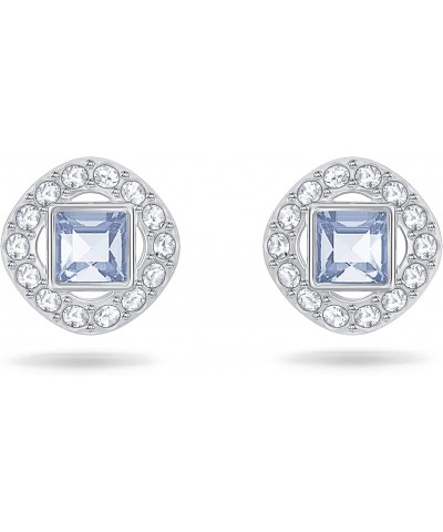 Crystal Blue Angelic Square Rhodium-Plated Earrings $25.78 Earrings