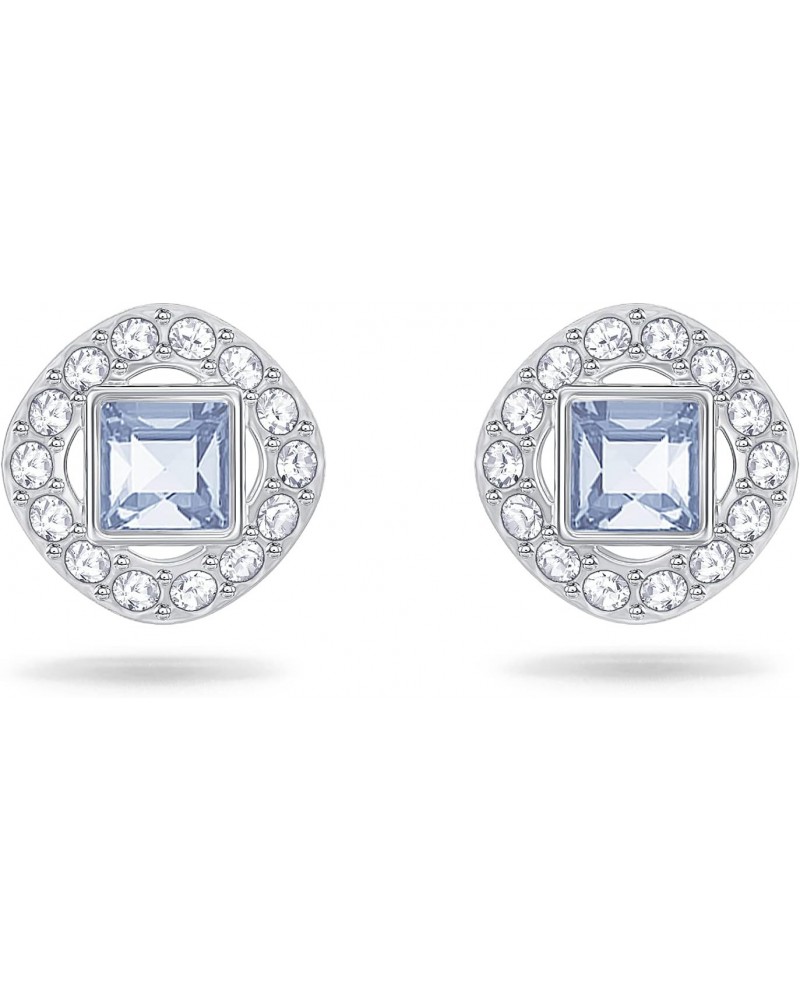 Crystal Blue Angelic Square Rhodium-Plated Earrings $25.78 Earrings