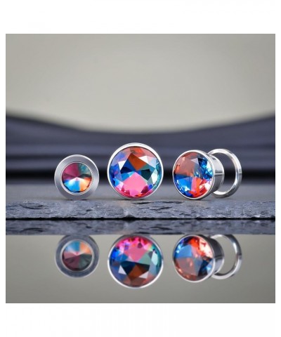 Screw Back Ear Tunnels, Stainless Steel Blue Crystal Plugs Piercing Expander Gauge Earrings. S8626G 2g(6mm) $9.49 Body Jewelry