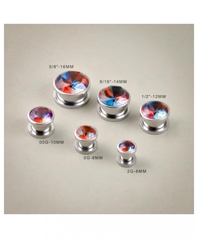 Screw Back Ear Tunnels, Stainless Steel Blue Crystal Plugs Piercing Expander Gauge Earrings. S8626G 2g(6mm) $9.49 Body Jewelry