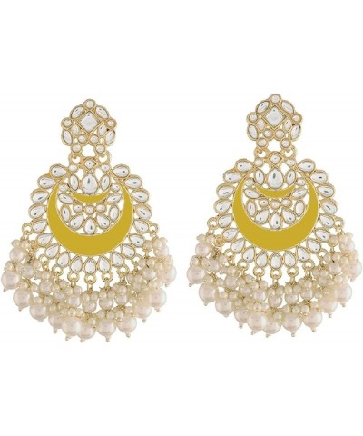 18K Gold Plated Intricately Designed Indian Wedding Bollywood Meenakari Earrings Glided With Kundans & Pearls Yellow $23.39 E...