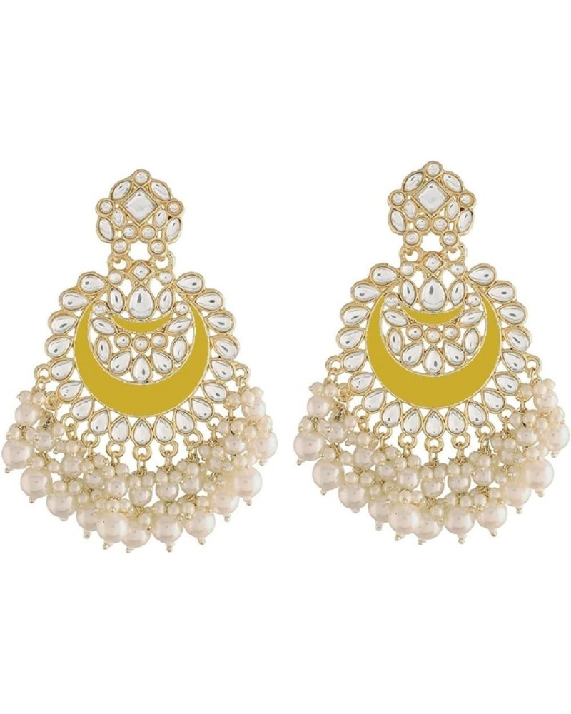 18K Gold Plated Intricately Designed Indian Wedding Bollywood Meenakari Earrings Glided With Kundans & Pearls Yellow $23.39 E...