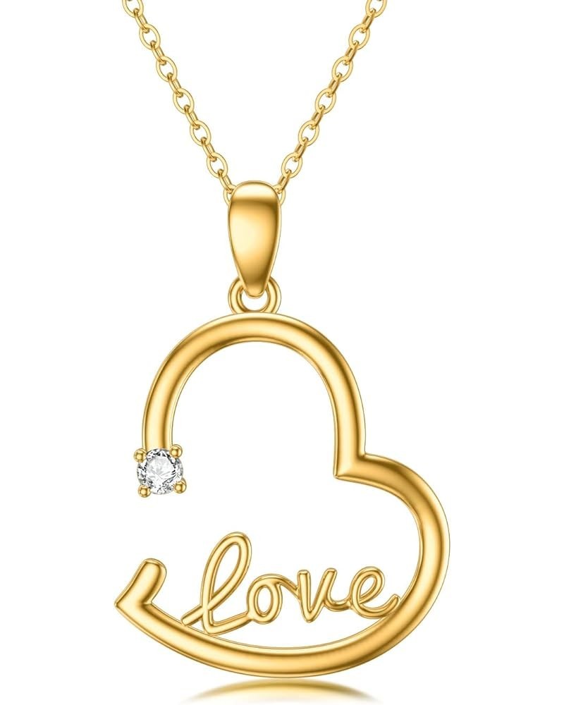 14k Gold Heart Necklace for Women, Real Gold Double Hearts Pendant Necklace Jewelry Gifts for Mother Wife Daughter, 16+2 inch...