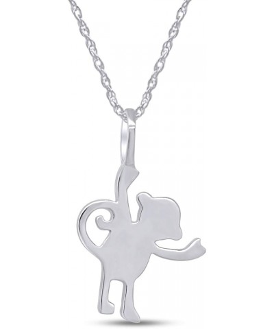 Silhouette Animal Love Charm Pendant Necklace in 925 Sterling Silver White Gold Over : Monkey $17.99 Necklaces