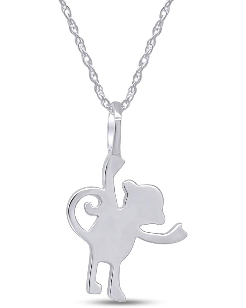 Silhouette Animal Love Charm Pendant Necklace in 925 Sterling Silver White Gold Over : Monkey $17.99 Necklaces