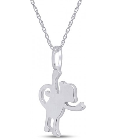 Silhouette Animal Love Charm Pendant Necklace in 925 Sterling Silver White Gold Over : Monkey $17.99 Necklaces