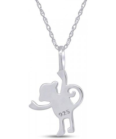 Silhouette Animal Love Charm Pendant Necklace in 925 Sterling Silver White Gold Over : Monkey $17.99 Necklaces