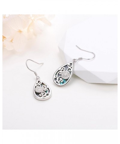 925 Sterling Silver Filigree Dangle Drop Earrings Daisy/Lotus/Rose Flower/Moonstone Leverback Teardrop Earrings for Women Inf...