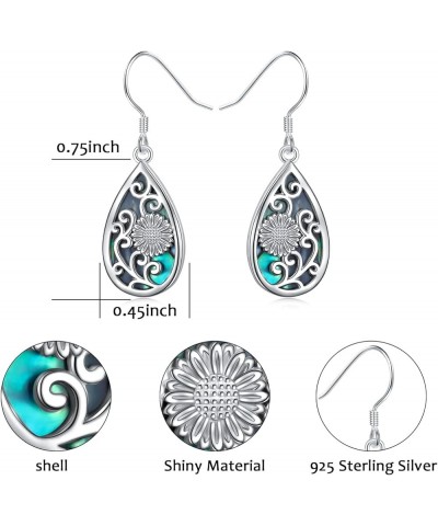 925 Sterling Silver Filigree Dangle Drop Earrings Daisy/Lotus/Rose Flower/Moonstone Leverback Teardrop Earrings for Women Inf...