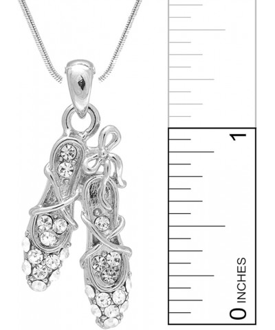 Crystal Accent Ballet Pointe Toe Shoe Necklace Set Silver $9.17 Necklaces