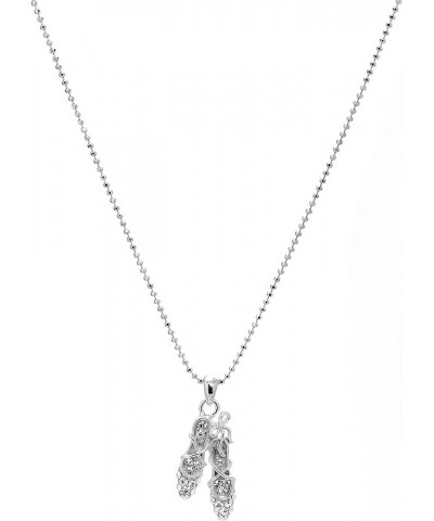 Crystal Accent Ballet Pointe Toe Shoe Necklace Set Silver $9.17 Necklaces