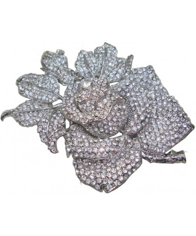 Bride Charming Clear Crystal Woman Brooch Pin Corsage Rose Flower Bud Leaf Bridesmaid Brooch Pin $21.83 Brooches & Pins