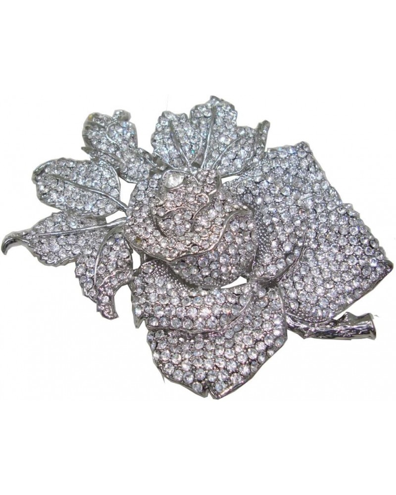 Bride Charming Clear Crystal Woman Brooch Pin Corsage Rose Flower Bud Leaf Bridesmaid Brooch Pin $21.83 Brooches & Pins