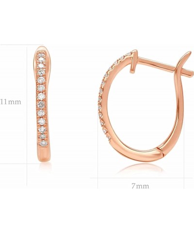 14K Solid Gold 1/6 Carat Natural Diamond Hoop Earrings 14K White, Yellow, Rose Gold Earrings Diamond Earrings Jewelry Gift Fo...