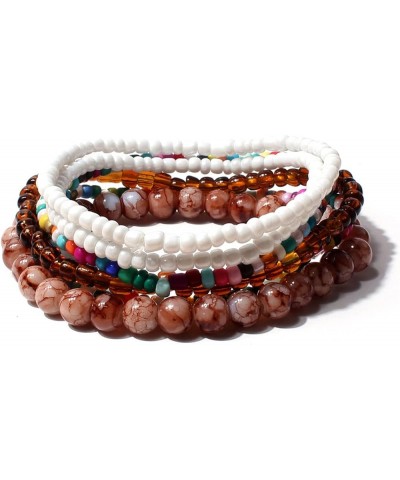 Handmade Stackable Colorful Beads 5-6pcs Adjustable Muilty-layered Bracelets Set for Women Boho Multicolor Seed Stretch Wrist...