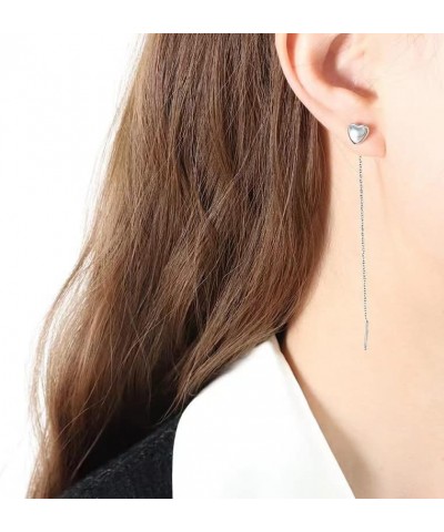 Long Tassel Dangle Drop Earrings for Woman Teen Girls,Silver/Gold S925 Sterling Silve Metal Chain Earrings for Women | Heart,...