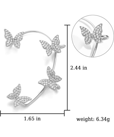 Zircon Butterfly Earrings for Women Girls Butterfly Ear Cuff Wrap Crawler Earrings No Piercing Ear Clip Earring Jewelry Gift ...