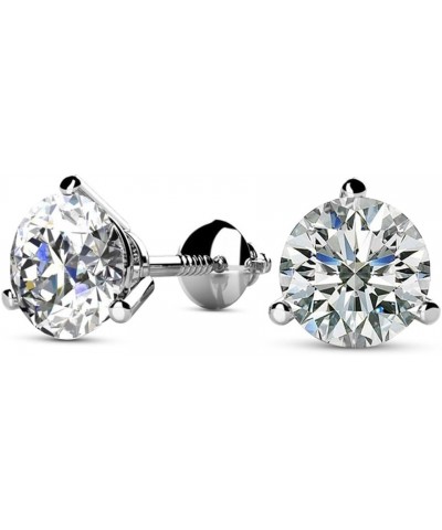 IGI Certified LAB-GROWN Round Diamond Earrings 3 Prong Screw Back Ultra Premium Collection (E-F Color, SI1-SI2 Clarity) 2.0 C...