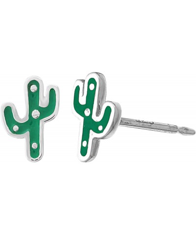 Jewelry Sterling Silver Kelly Green Resin Cactus Stud Earrings $13.24 Earrings