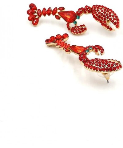 Red Lobster Animal Crystal Earrings Green Eyes Stud Earrings for Women Girls Jewelry Gifts $7.97 Earrings