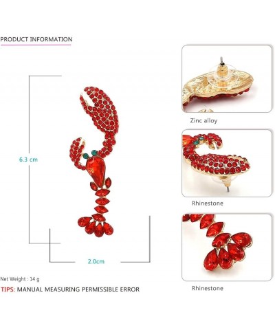 Red Lobster Animal Crystal Earrings Green Eyes Stud Earrings for Women Girls Jewelry Gifts $7.97 Earrings