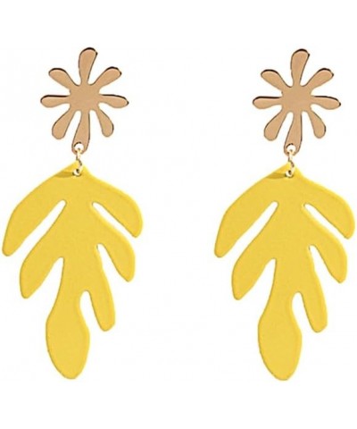 Gold Palm Leaf Earrings for Women, Matisse Inspired Orgainc Leaf Plant Dangle Earrings, Unique Tropical Boho jewelry… Gold1-3...