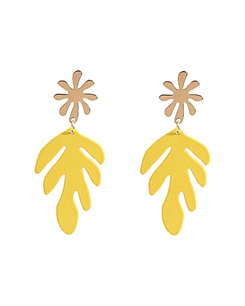 Gold Palm Leaf Earrings for Women, Matisse Inspired Orgainc Leaf Plant Dangle Earrings, Unique Tropical Boho jewelry… Gold1-3...