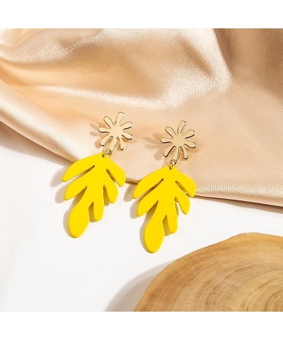 Gold Palm Leaf Earrings for Women, Matisse Inspired Orgainc Leaf Plant Dangle Earrings, Unique Tropical Boho jewelry… Gold1-3...