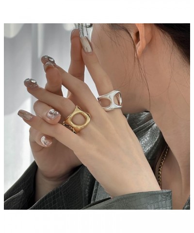 Gold Chunky Rings for Women Statement Rings Wide Band Irregular Band Rings Stackable Open Ring Jewelry for Women Girls Gold-2...