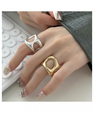 Gold Chunky Rings for Women Statement Rings Wide Band Irregular Band Rings Stackable Open Ring Jewelry for Women Girls Gold-2...