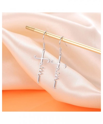 925 Sterling Silver Infinity Love of God Simple Dainty Faith Cross Dangle Earrings Religious Gift for Women Girls Silvery $15...