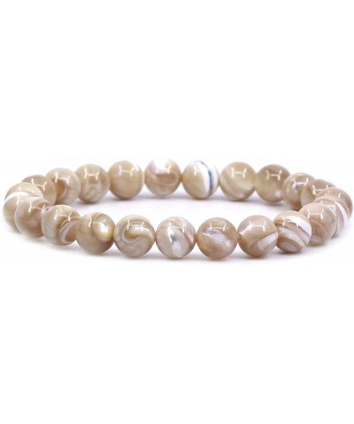 Gem Semi Precious Gemstones 8mm Natural Quartzite Stone Round Beads Rock Crystal Jasper Stretch Bracelet 7 Inch Unisex Khaki ...