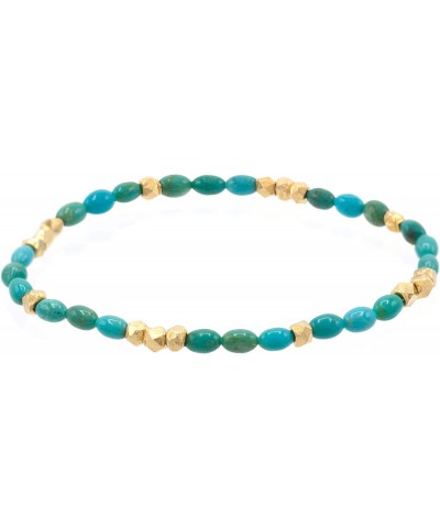 Reconstituted Turquoise Rice Beads with 14k-Gold-Plated Nuggets Stretch Bracelets, 7" for Women,Girls, and Teens $20.37 Brace...