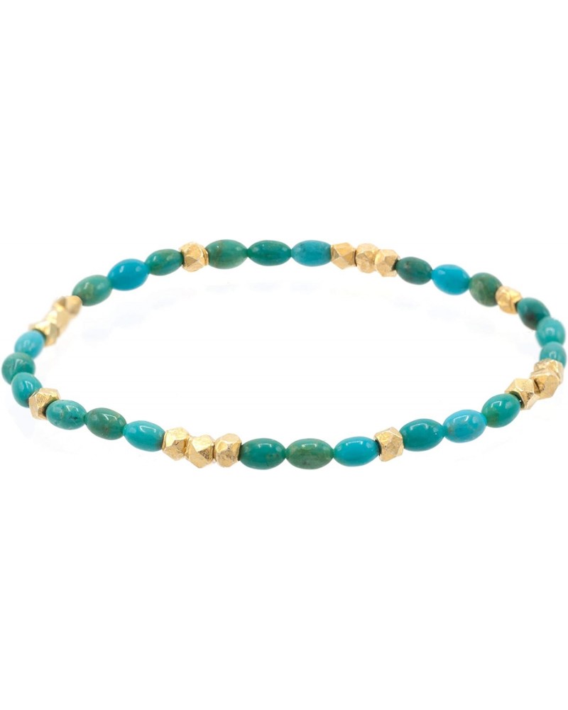 Reconstituted Turquoise Rice Beads with 14k-Gold-Plated Nuggets Stretch Bracelets, 7" for Women,Girls, and Teens $20.37 Brace...