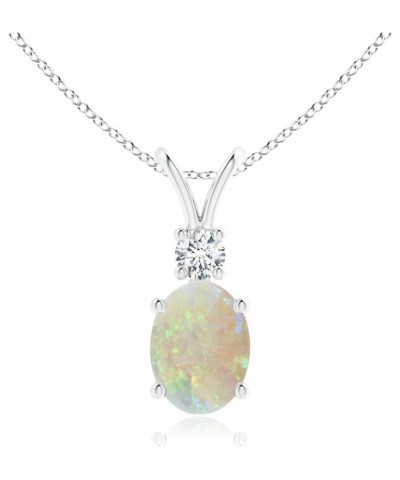 Natural Opal Solitaire Pendant Necklace for Women, Girls in 14K Solid Gold/Platinum | October Birthstone | Jewelry Gift for H...