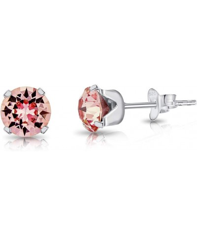 925 Sterling Silver SMALL/MEDIUM Round Stud Earrings made with Crystals from Swarovski Elements - Diameter: 6 mm Light Rose $...