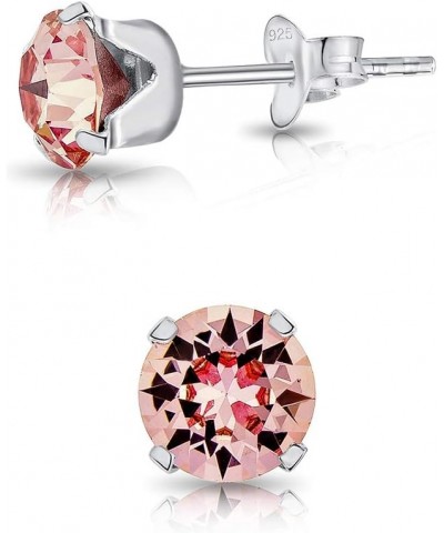 925 Sterling Silver SMALL/MEDIUM Round Stud Earrings made with Crystals from Swarovski Elements - Diameter: 6 mm Light Rose $...