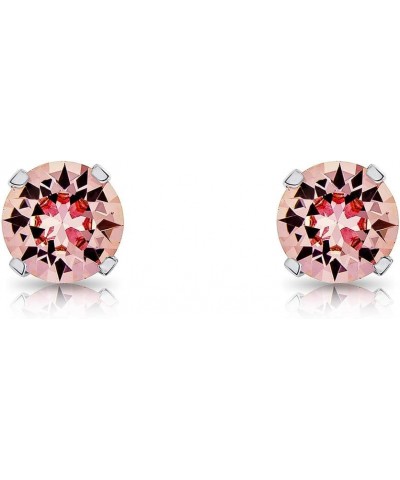 925 Sterling Silver SMALL/MEDIUM Round Stud Earrings made with Crystals from Swarovski Elements - Diameter: 6 mm Light Rose $...