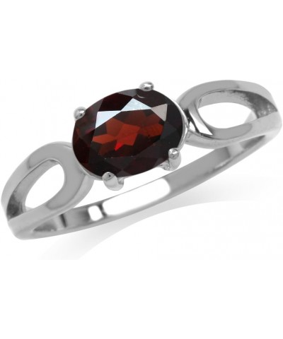 8x6mm Oval Shape White Gold Plated 925 Sterling Silver Solitaire Ring 5 Silver Genuine Garnet $12.08 Rings